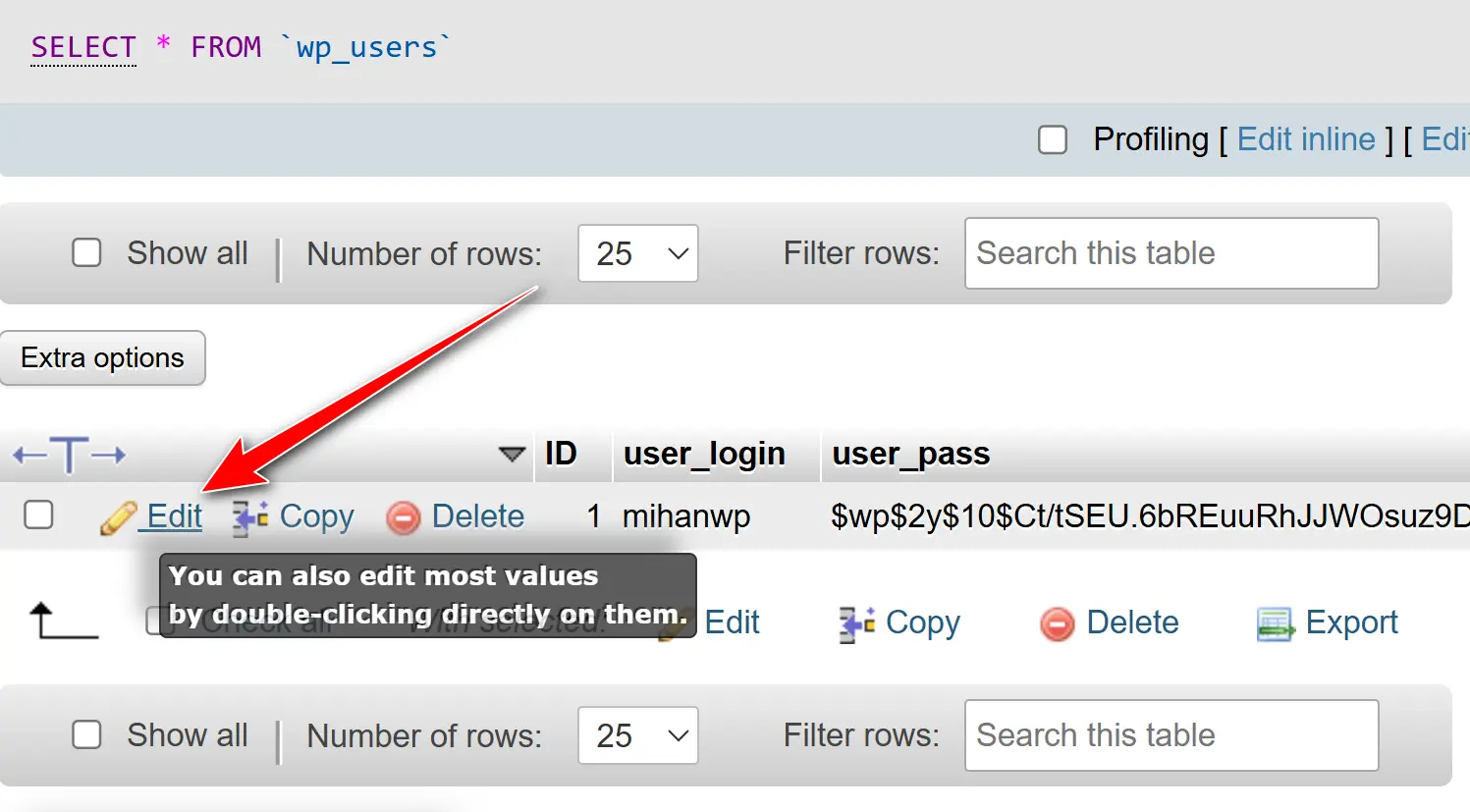 ویرایش wp_users