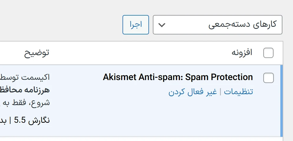 افزونه Akismet