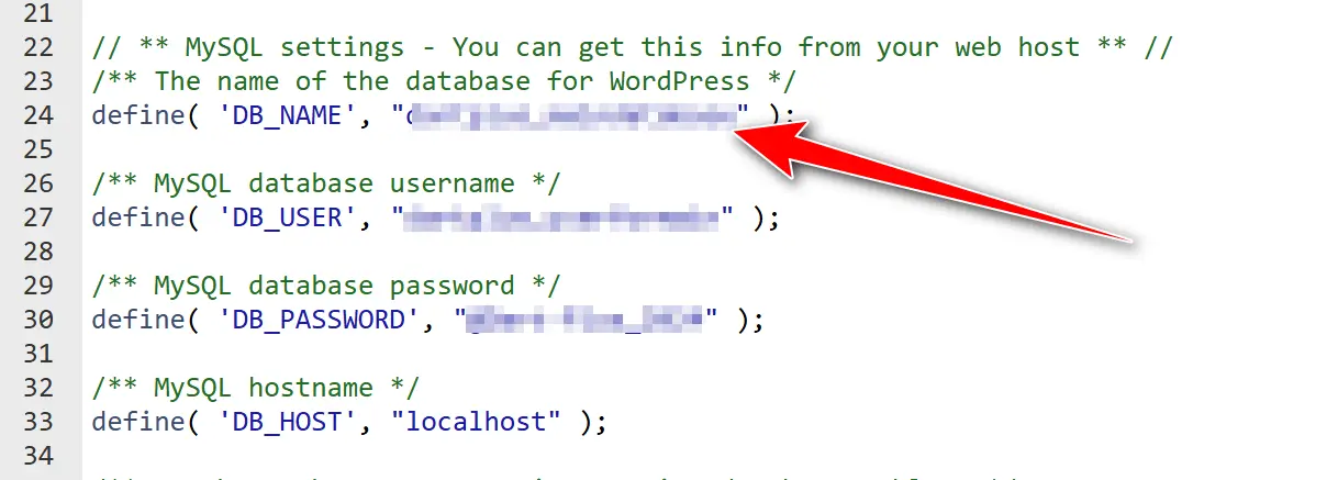 پیدا کردن نام دیتابیس در هاست
