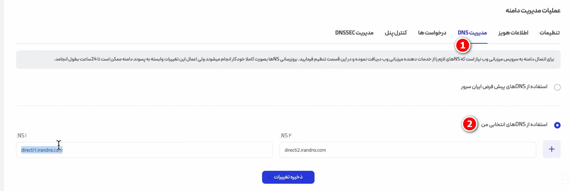 ساخت سایت با وردپرس در کمتر از ۲ ساعت بدون برنامه نویسی محل قرار دادن nsهای هاست