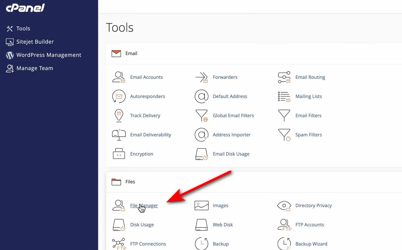 ساخت سایت با وردپرس در کمتر از ۲ ساعت بدون برنامه نویسی انتخاب File Manager
