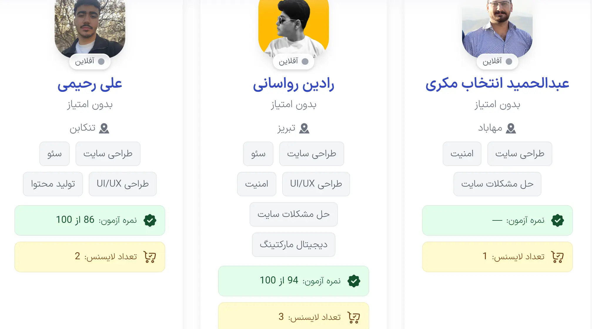 پروفایل متخصصین