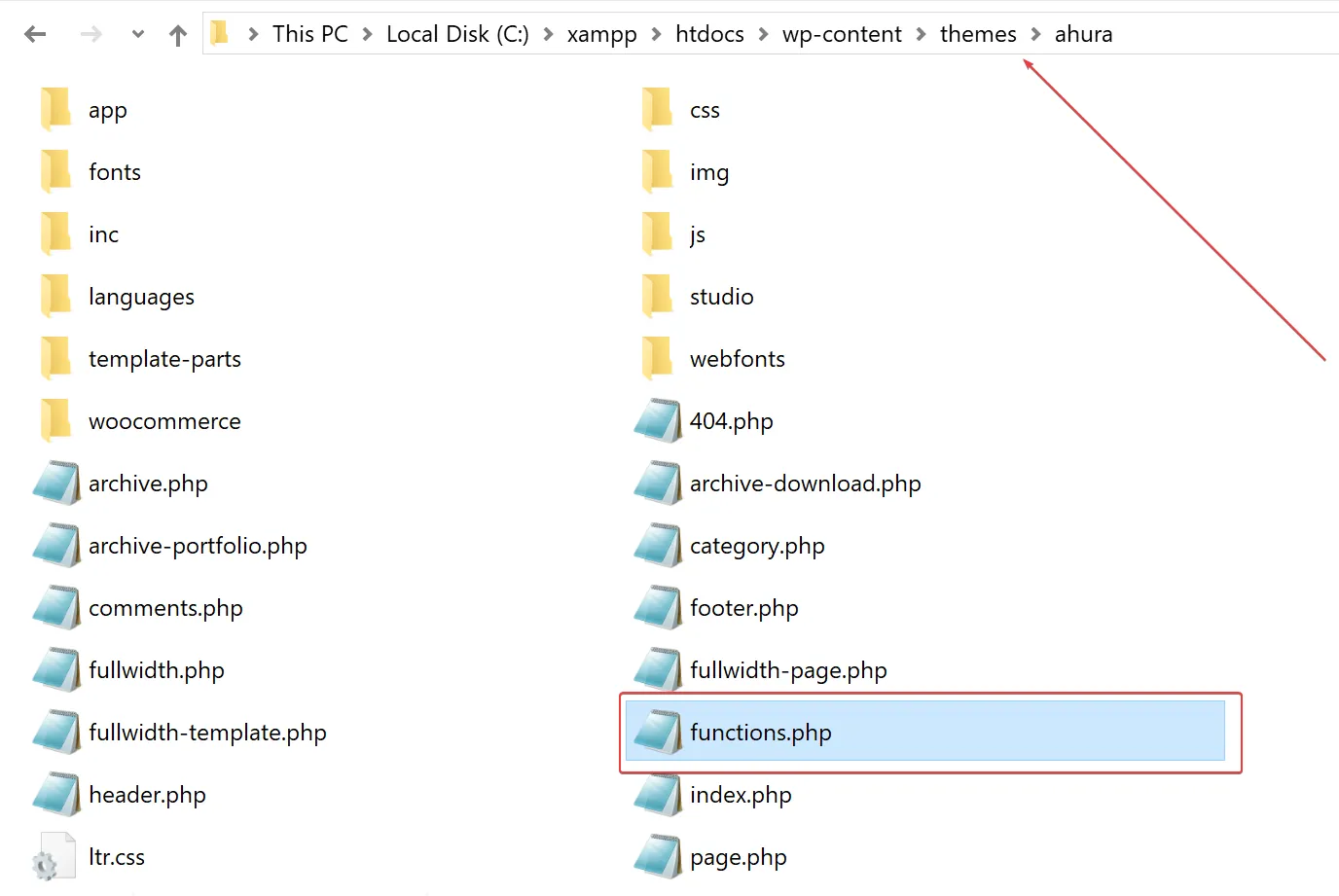 فایل functions.php در زمپ