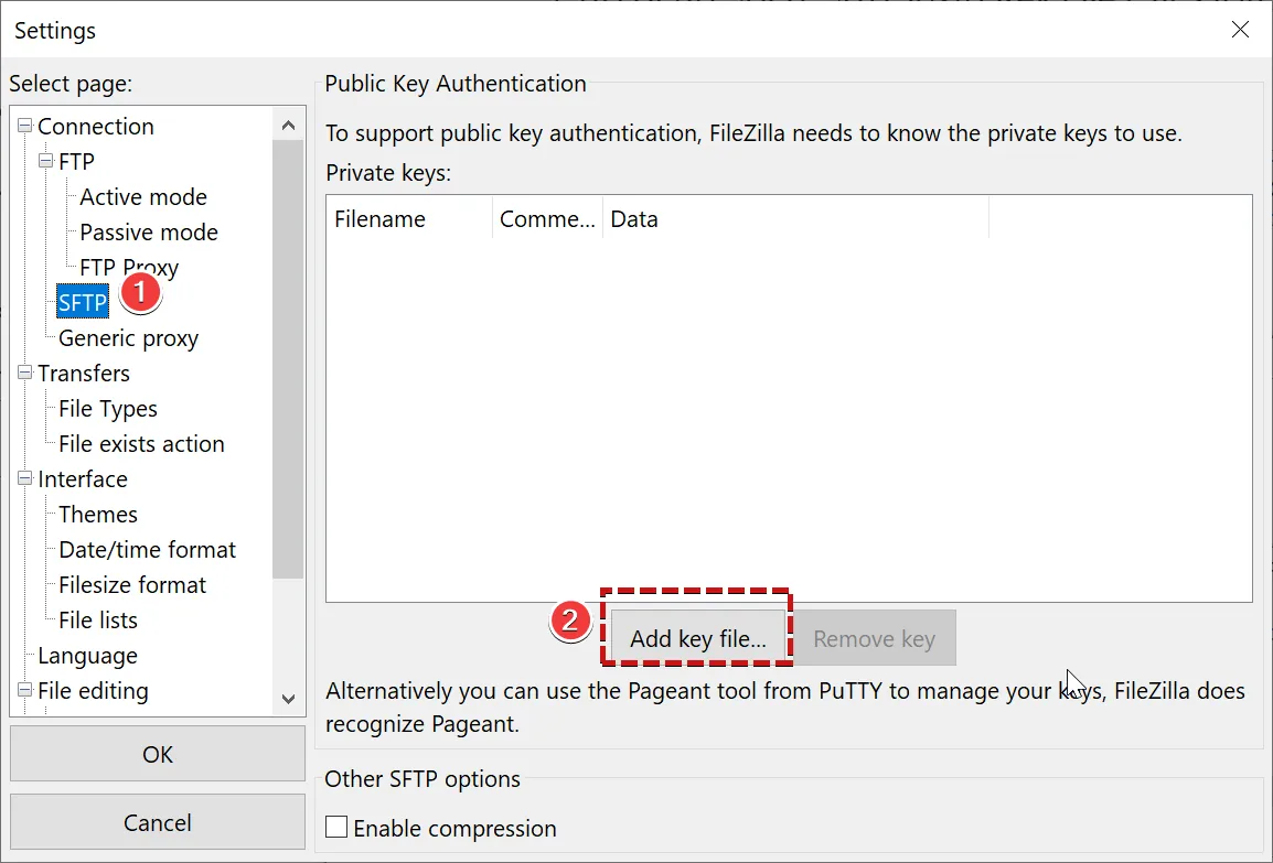 استفاده از SSH Key برای ورود بدون پسورد به لینوکس اضافه کردن کلید SFTP در فایل زیلا