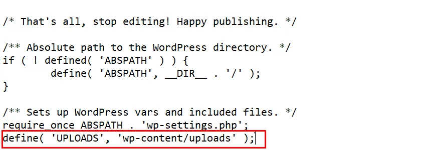حل خطای امکان ایجاد شاخه uploads نیست در وردپرس اضافه کردن کد به WP_config
