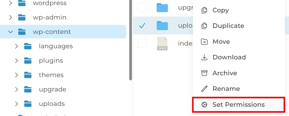 حل خطای امکان ایجاد شاخه uploads نیست در وردپرس گزینه «File Permissions»