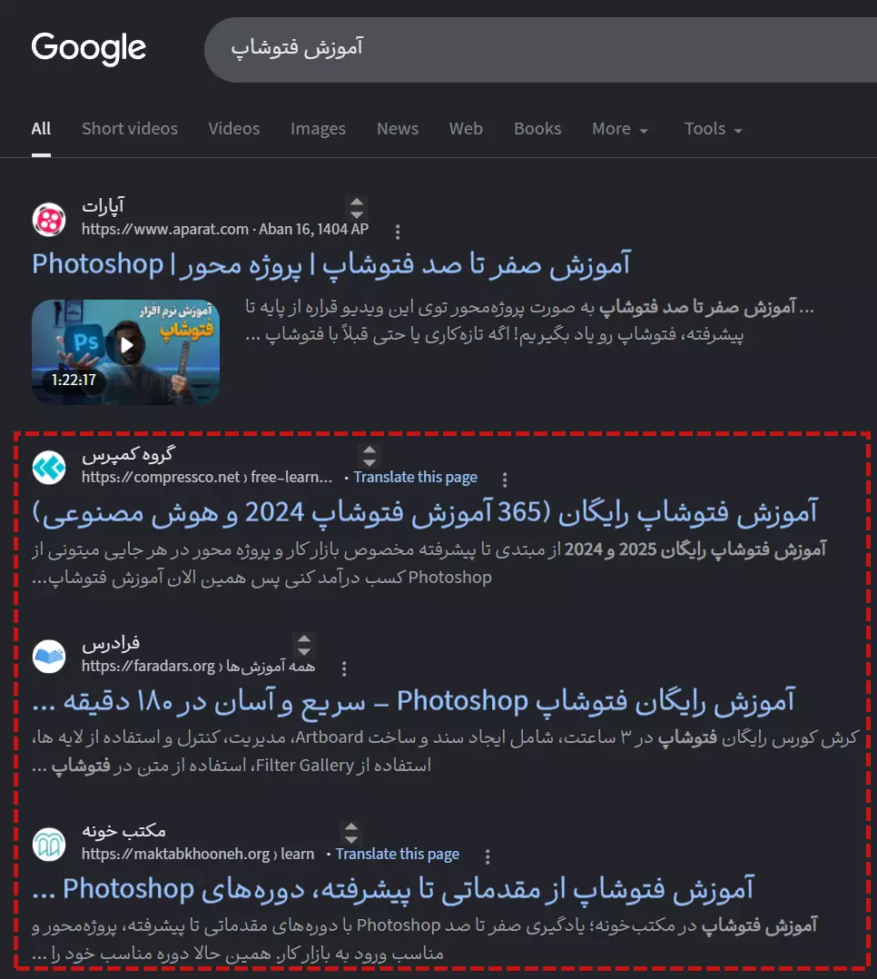 نتایج ارگانیک (Organic Results)