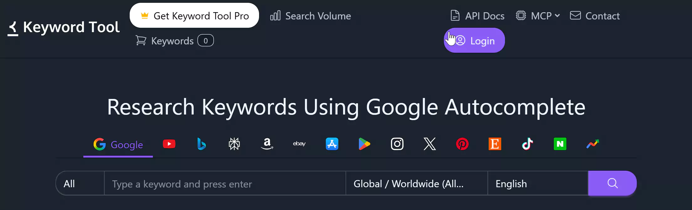 ابزار keywordtool برای پیدا کردن کلمات کلیدی