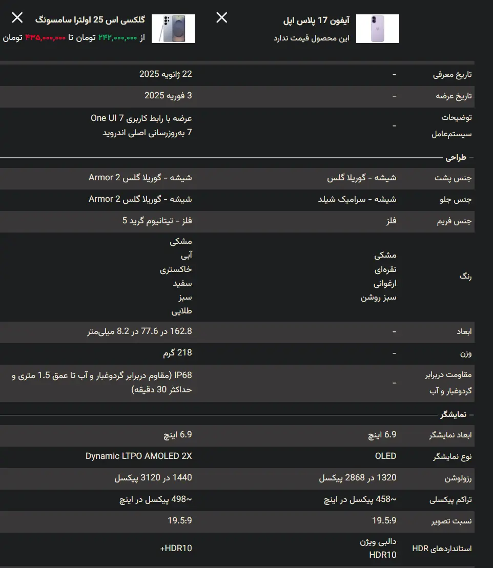 مقابسه محصول اپل و سامسونگ