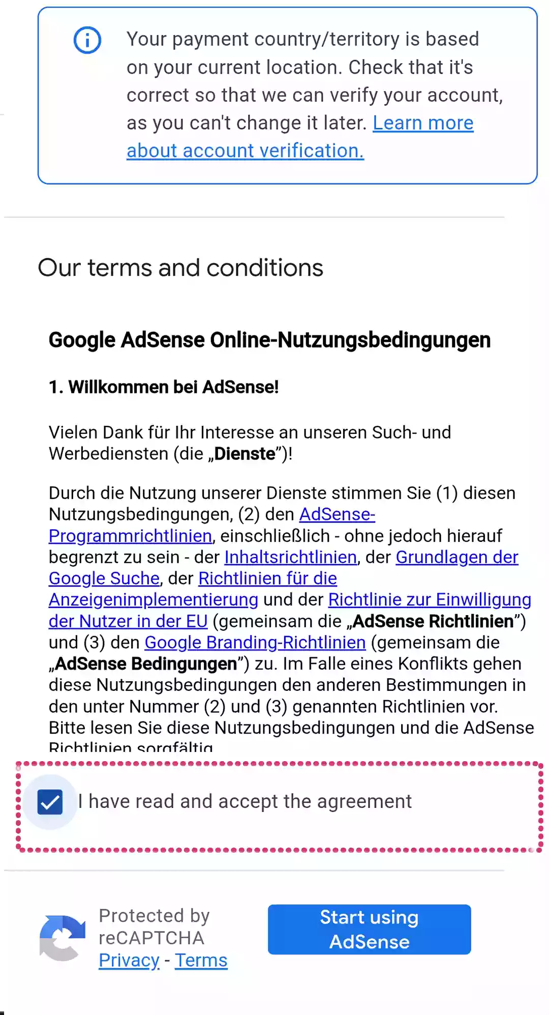 terms google ads