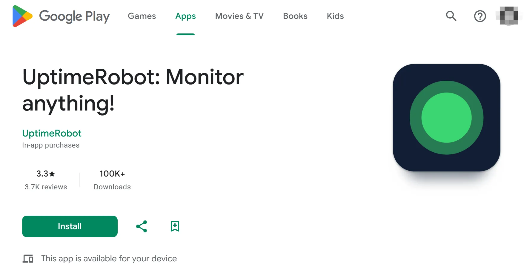 uptimerobot در گوگل پلی