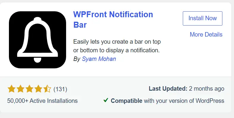 WPFront Notification Bar