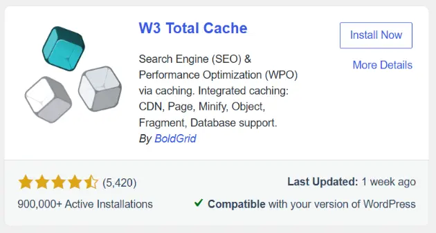 نصب افزونه W3 Total Cache
