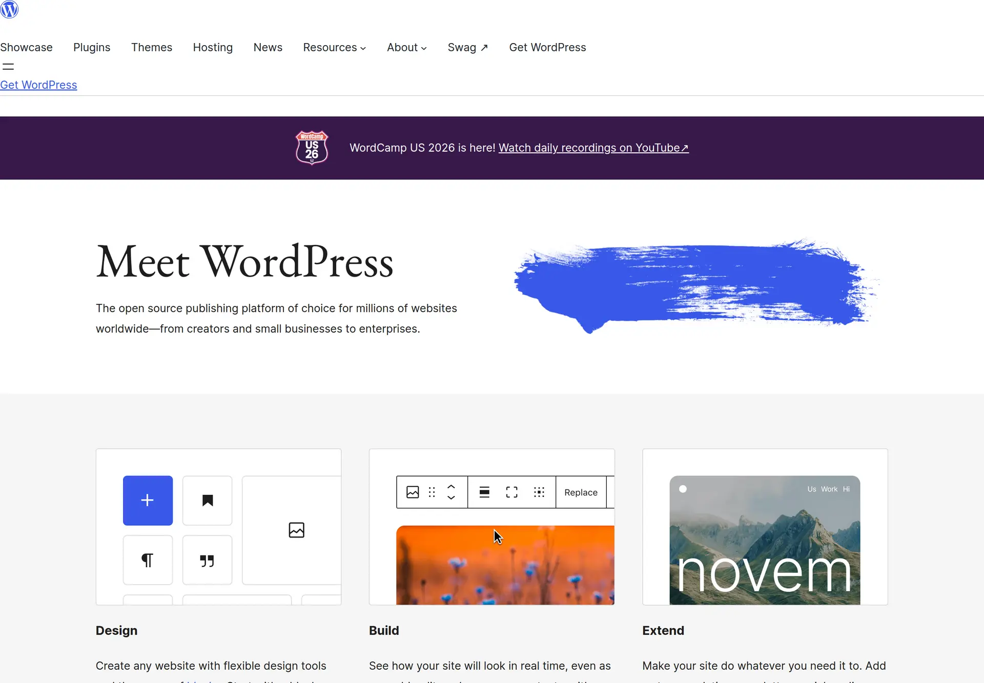 وب‌سایت رسمی پروژه متن‌باز WordPress