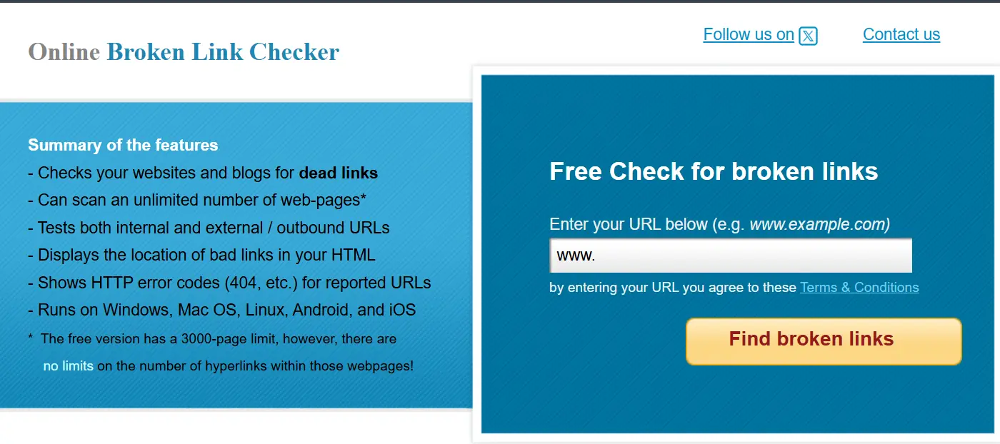 ابزار آنلاین brokenlinkcheck