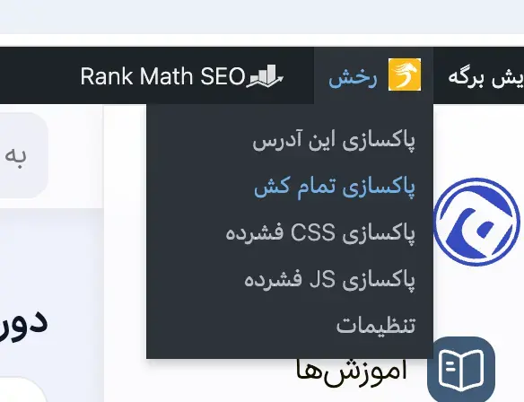 پاک کردن کش در افزونه افزایش سرعت رخش