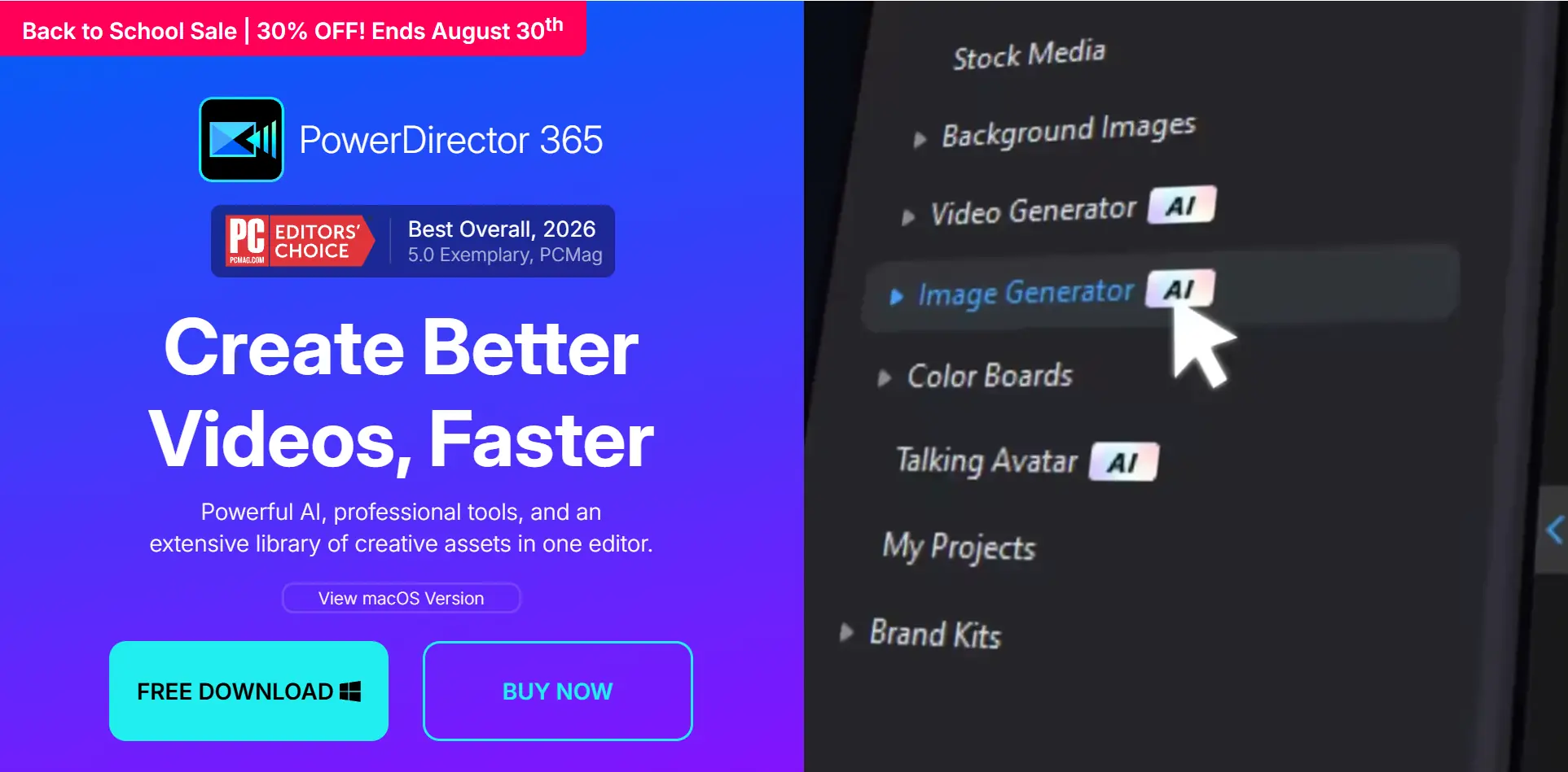 وبسایت نرم‌افزار CyberLink PowerDirector 365