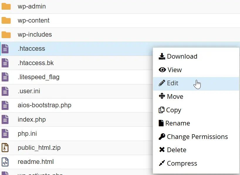 ویرایش فایل htaccess