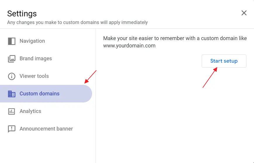 custom domain در گوگل سایت