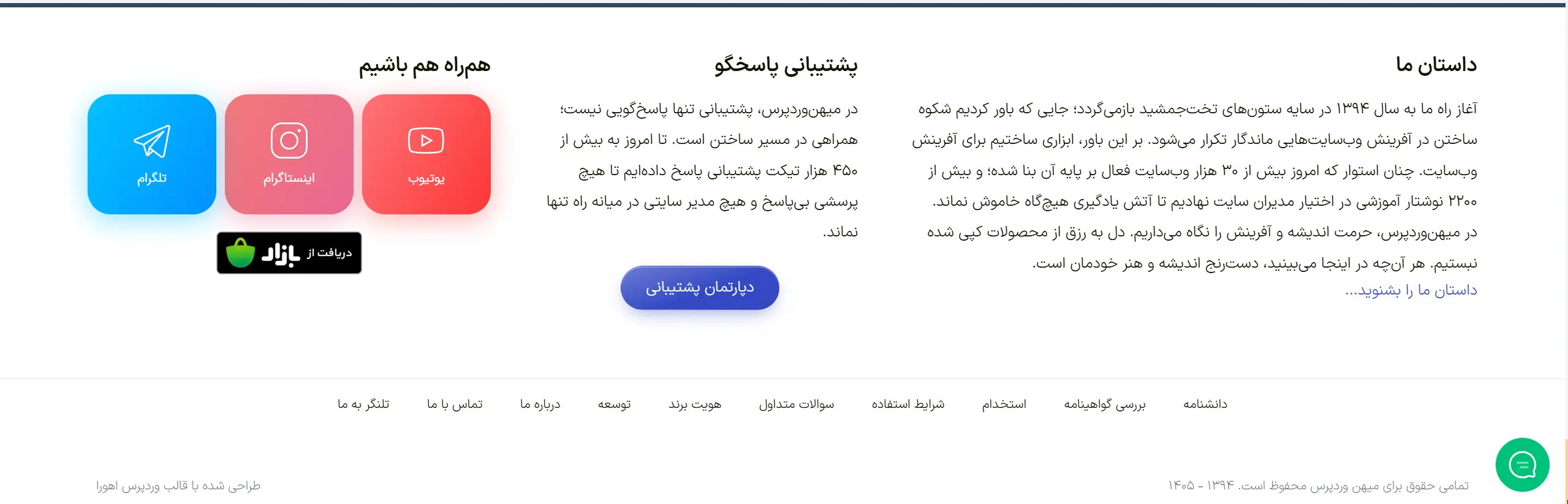 فوتر میهن وردپرس