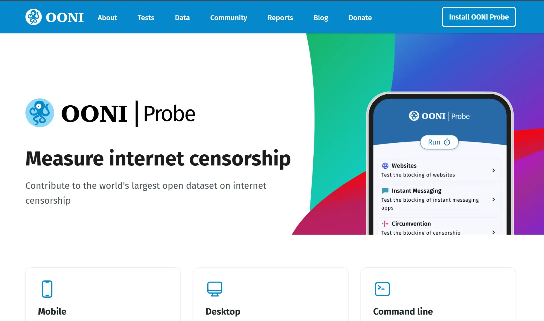 صفحه رسمی دانلود OONI Probe