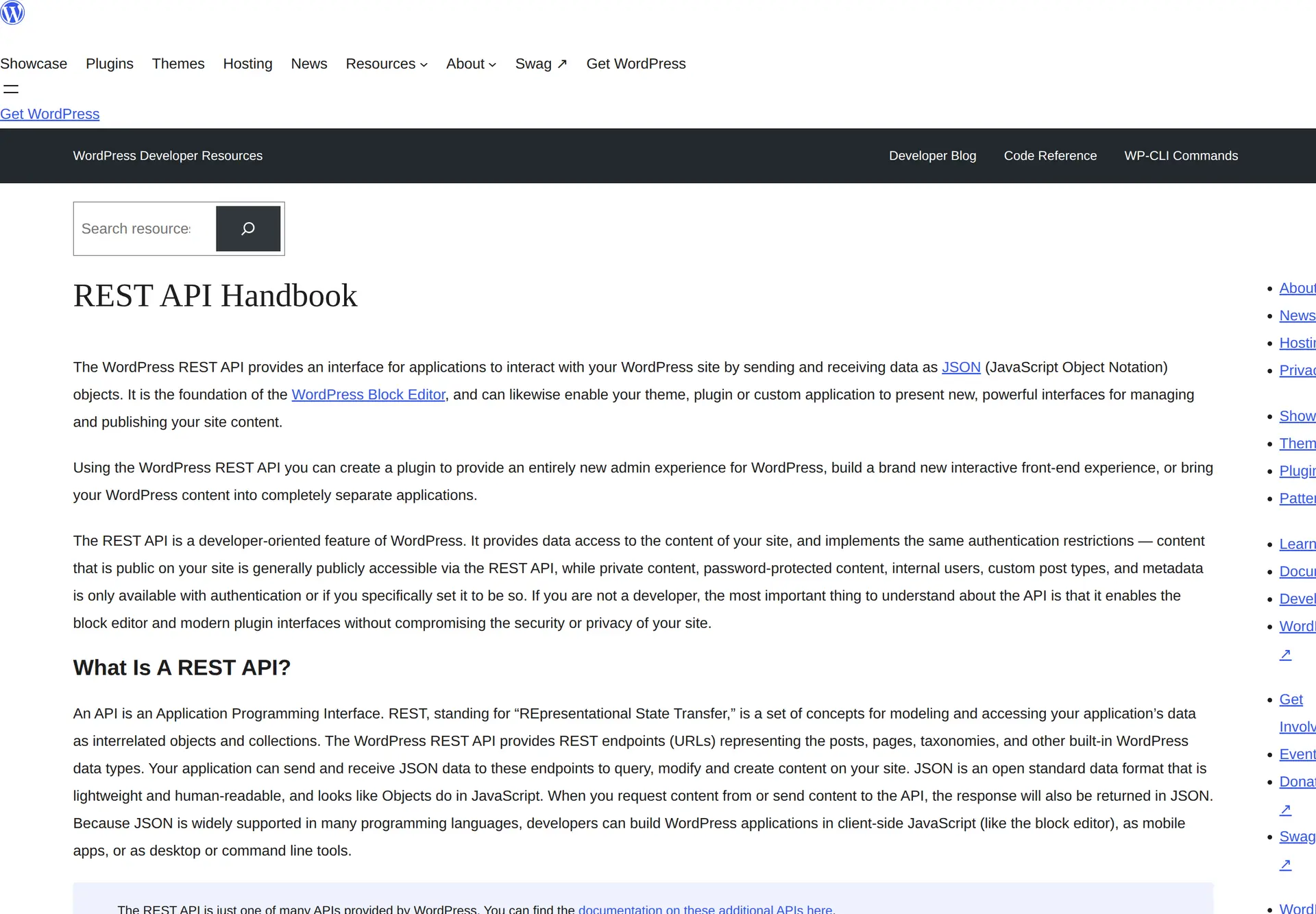 مستندات رسمی WordPress REST API