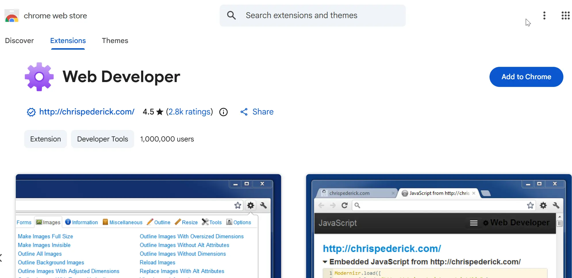 افزونه Web Developer