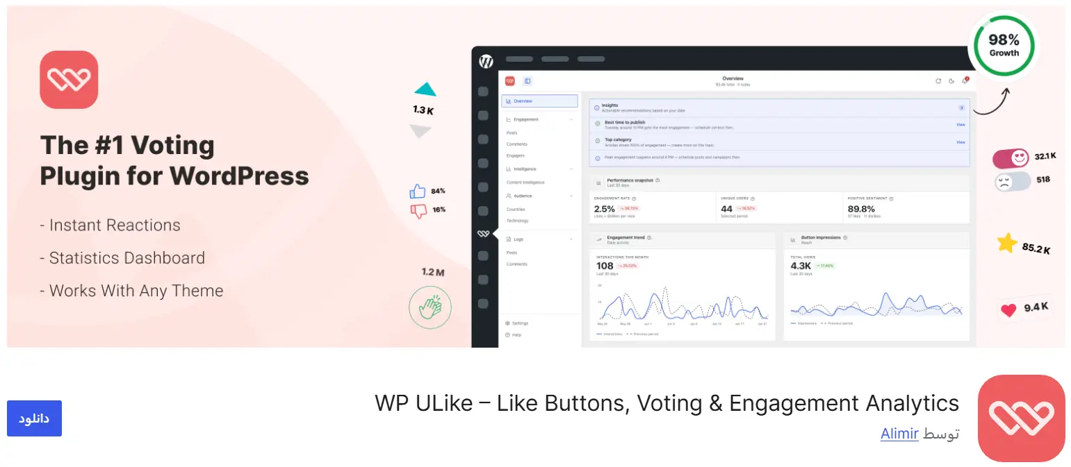 صفحه رسمی افزونه WP Ulike
