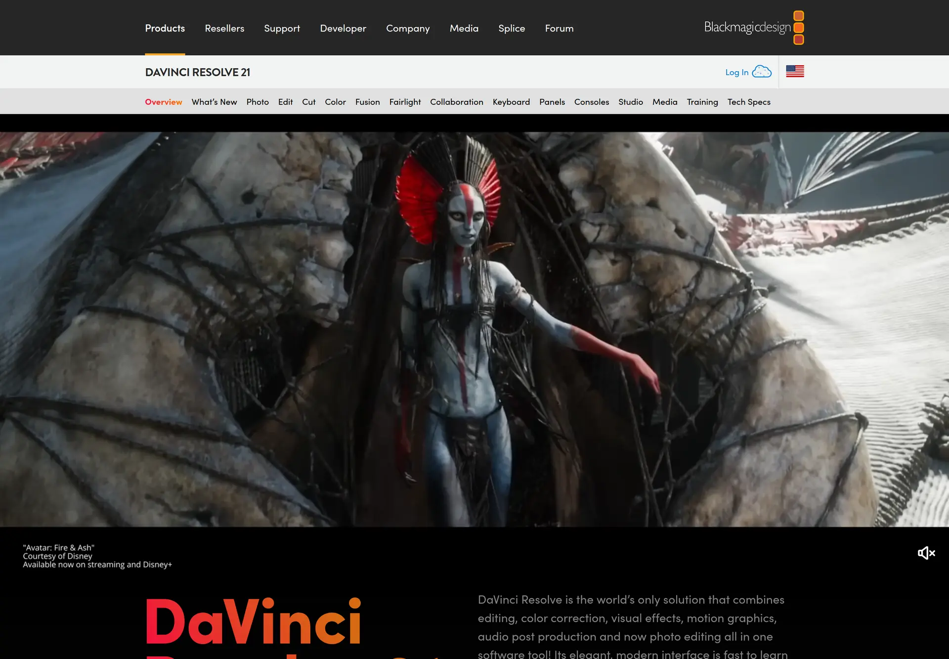 صفحه رسمی DaVinci Resolve برای تدوین ویدیو