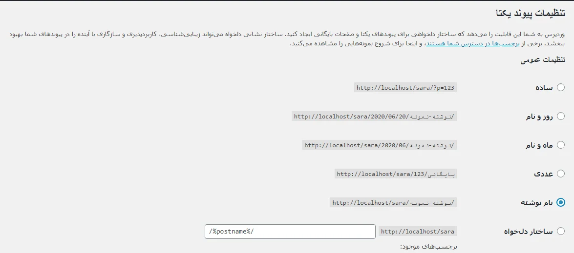 انواع مختلف پیوندهای یکتای وردپرس