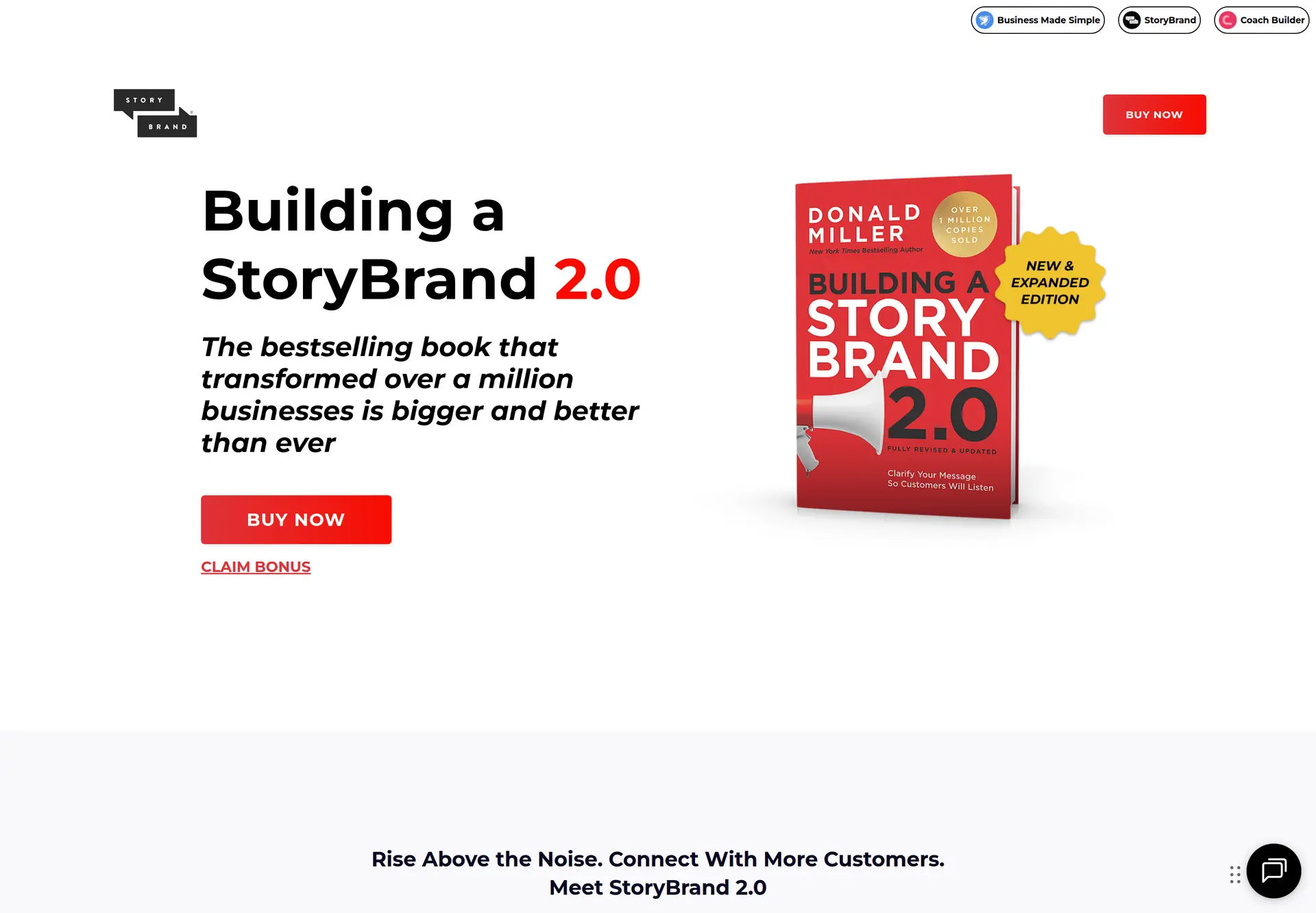 صفحه رسمی کتاب Building a StoryBrand 2.0 نوشته دونالد میلر.