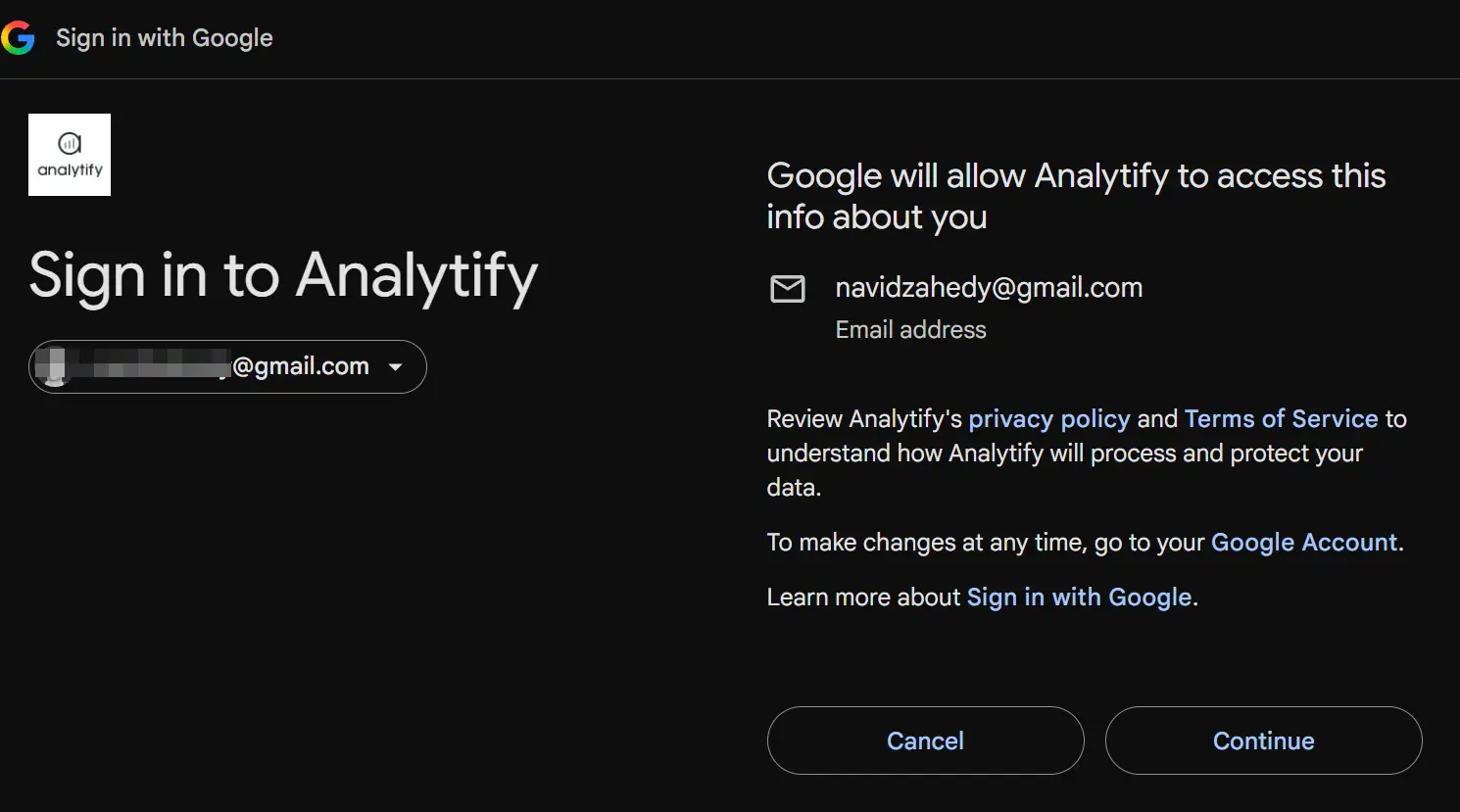 اتصال Analytify به حساب گوگل