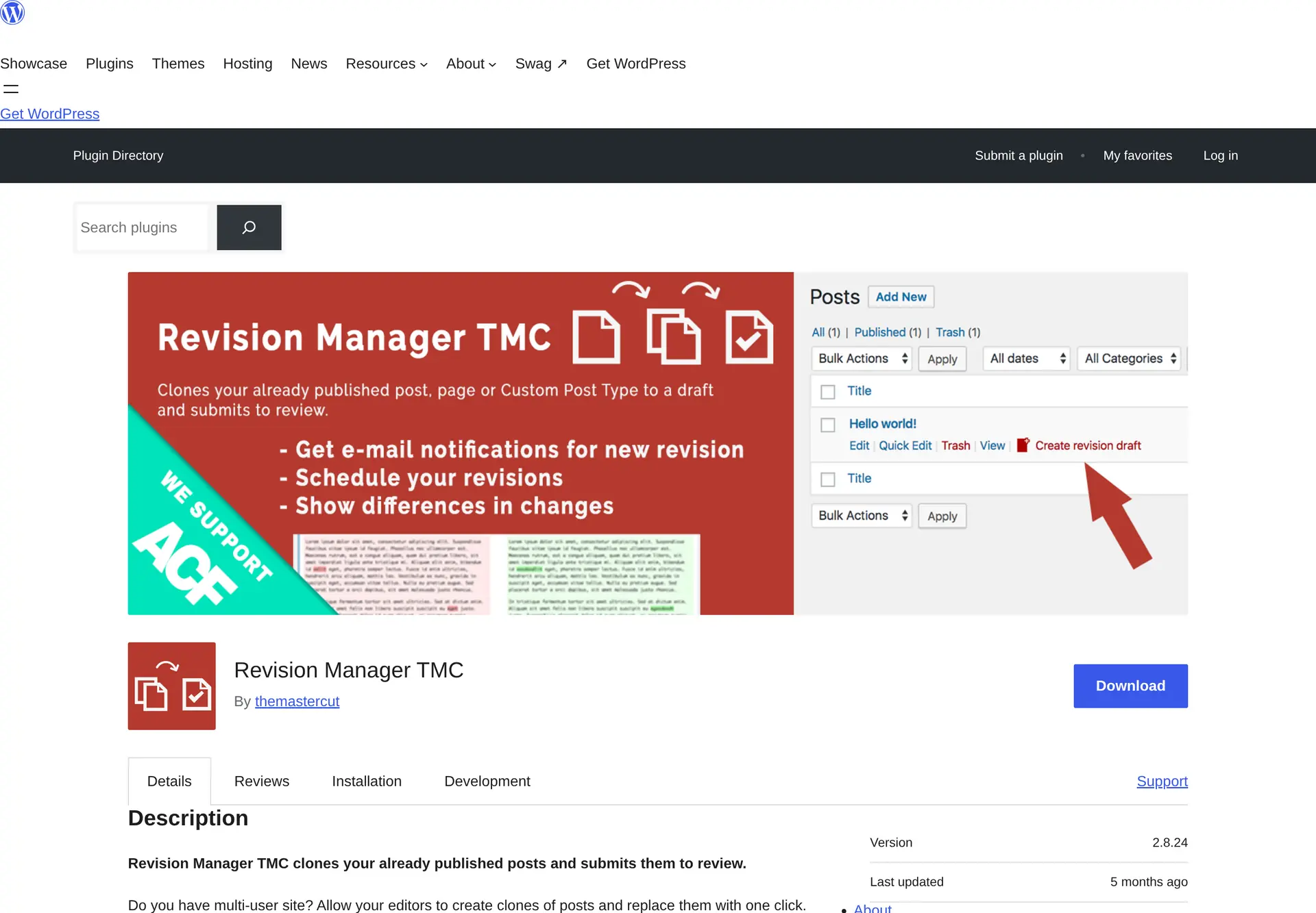 صفحه رسمی افزونه Revision Manager TMC و معرفی روند ساخت و بازبینی نسخه‌های پیشنهادی