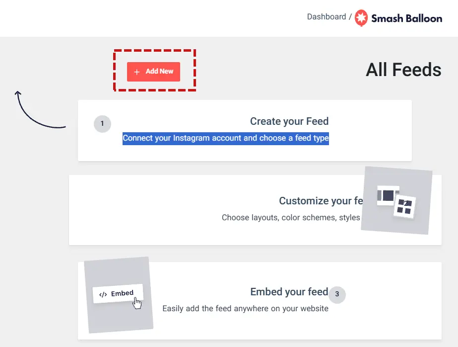 رفتن به بخش All Feeds و ساخت فید تازه