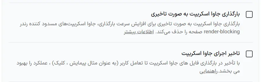 غیرفعال کردن گزینه Delay JavaScript Execution