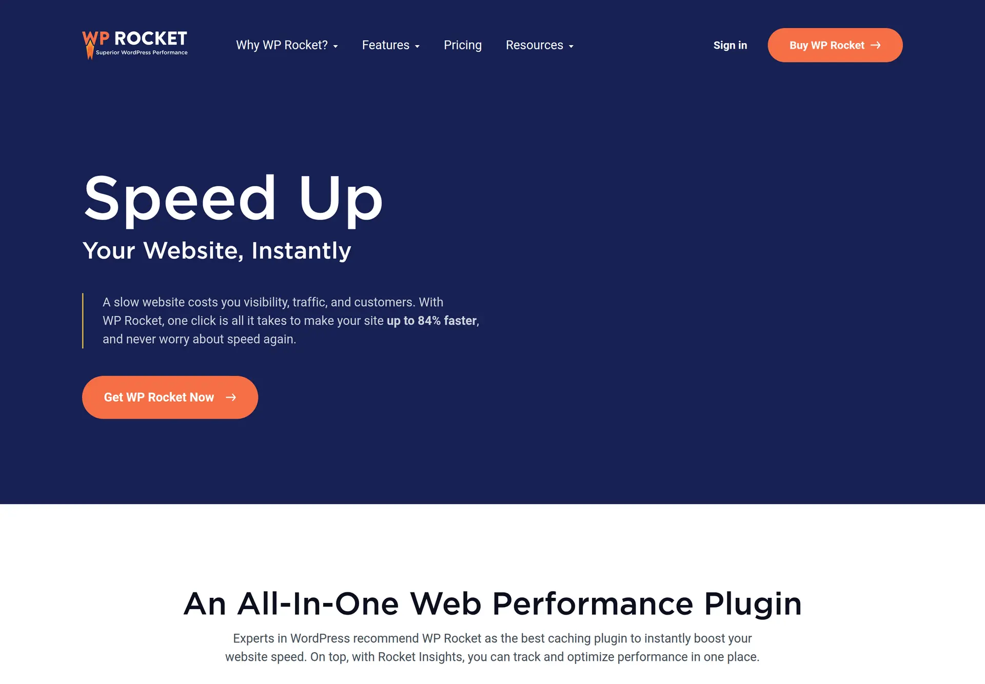 صفحه رسمی افزونه WP Rocket و قابلیت‌های بهینه‌سازی سرعت وردپرس