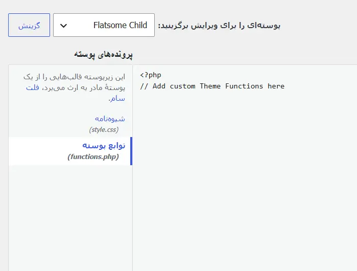 بخش فانشن قالب چایلد تم