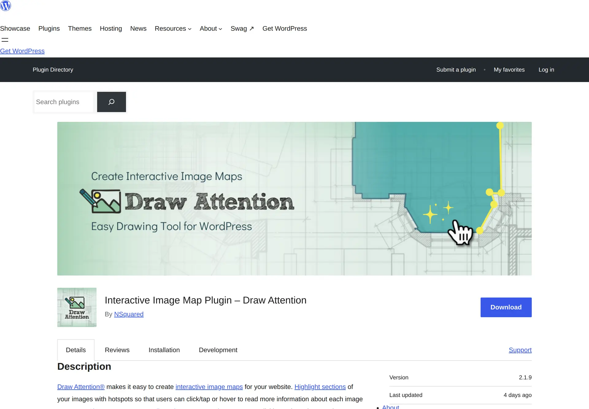 صفحه رسمی افزونه رایگان Draw Attention در مخزن وردپرس
