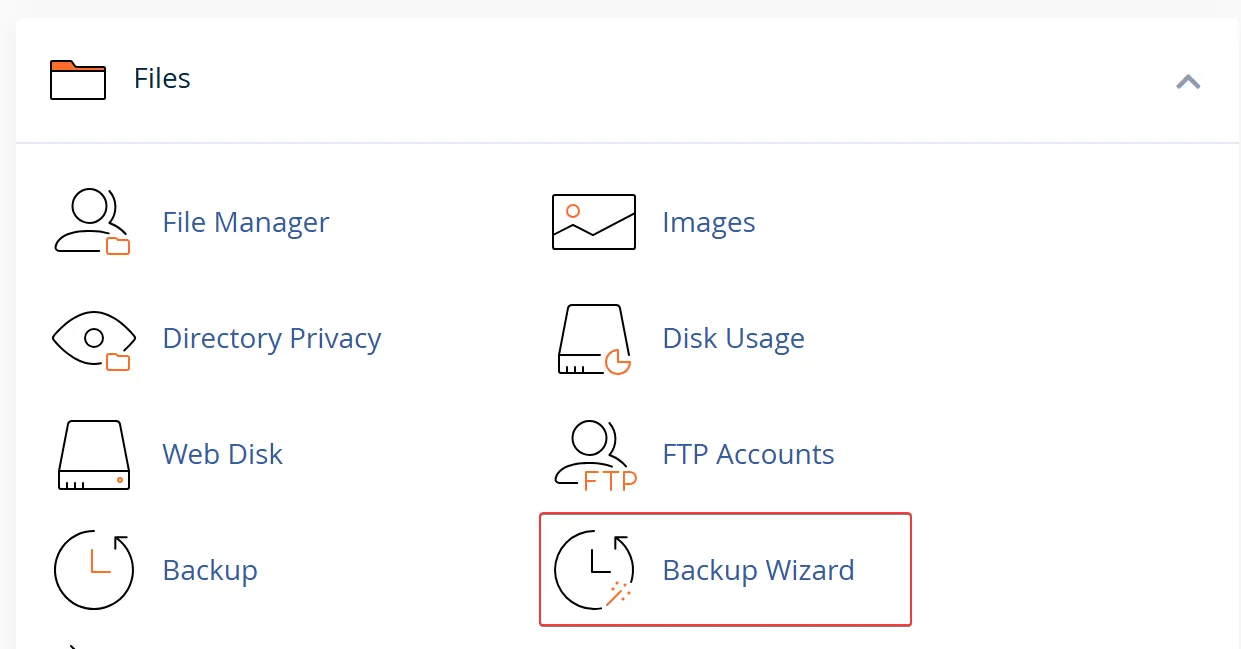backup wizard در سی پنل