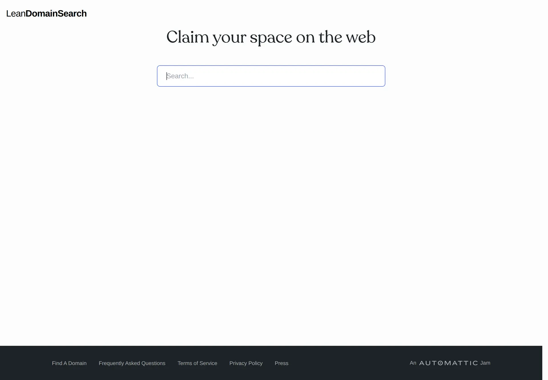 نمایی از وب‌سایت Lean Domain Search