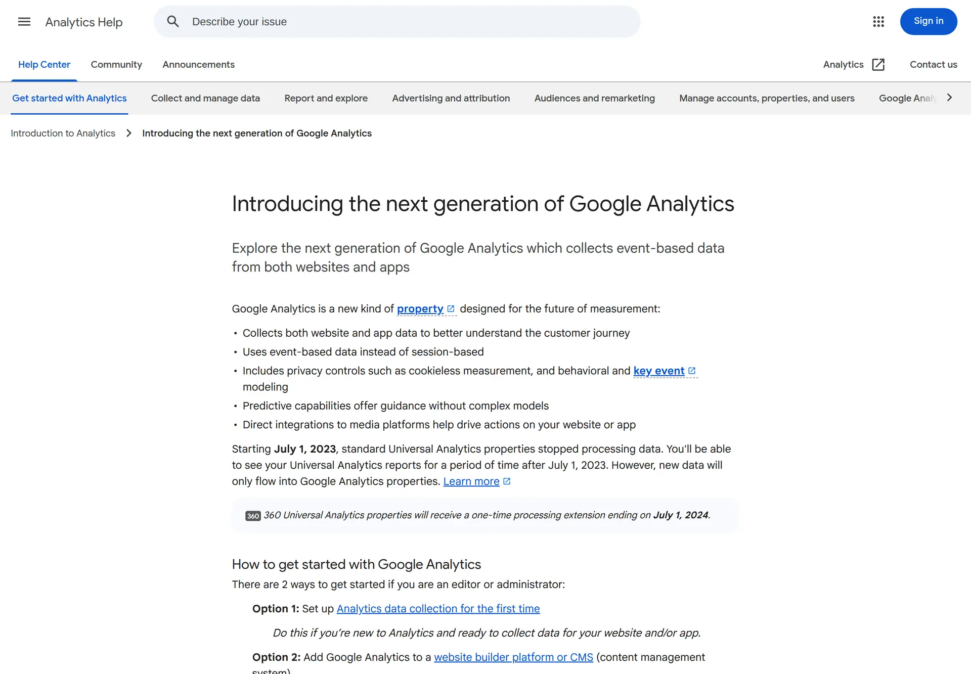 راهنمای رسمی گوگل درباره توقف پردازش داده تازه در Universal Analytics