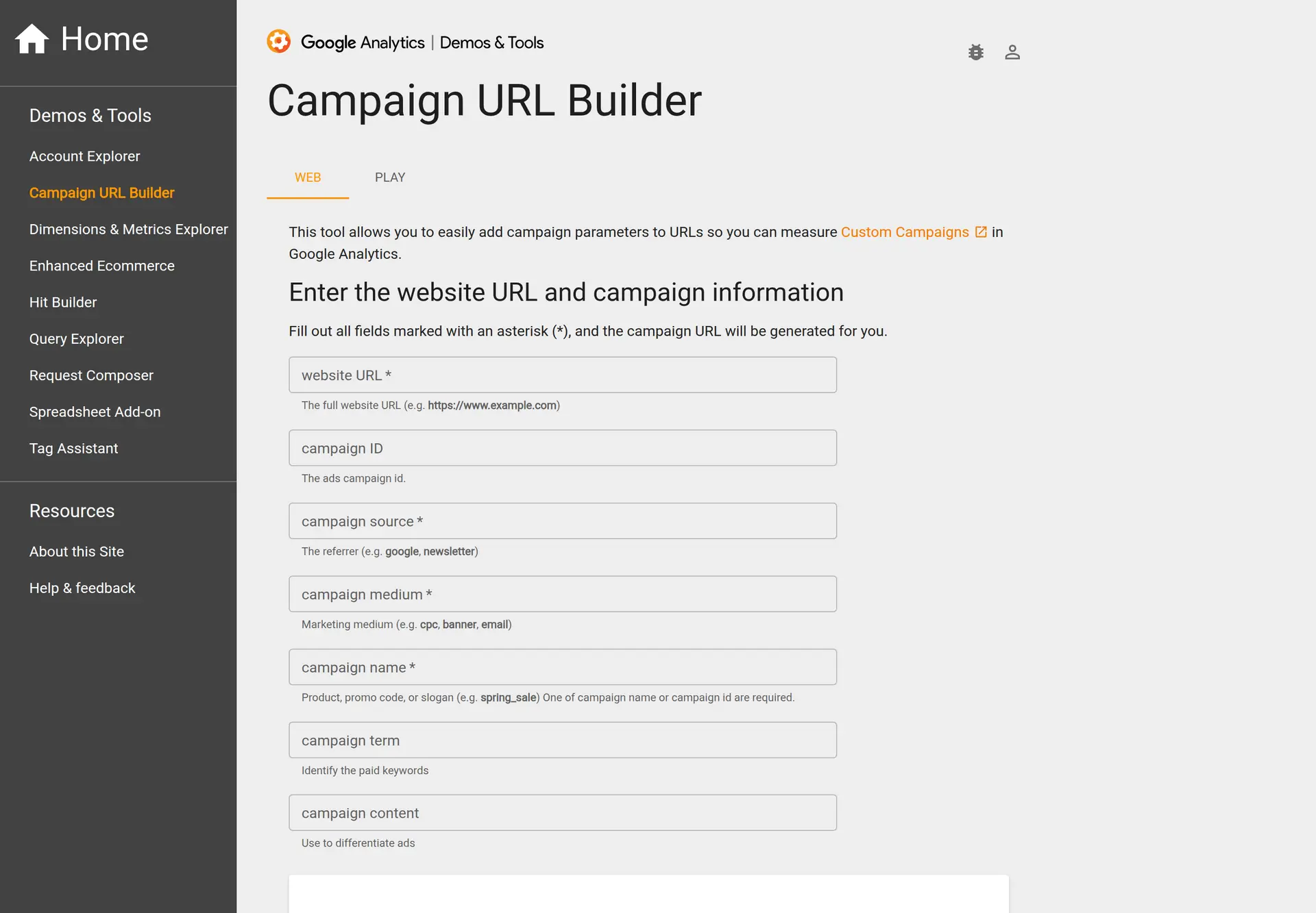 ابزار Campaign URL Builder