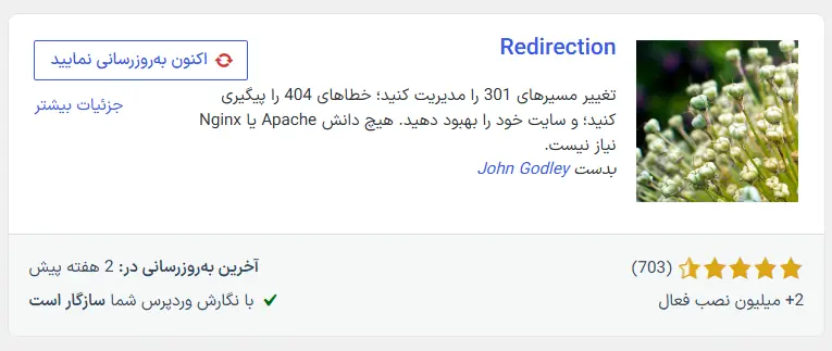 نصب افزونه رایگان Redirection از مخزن وردپرس