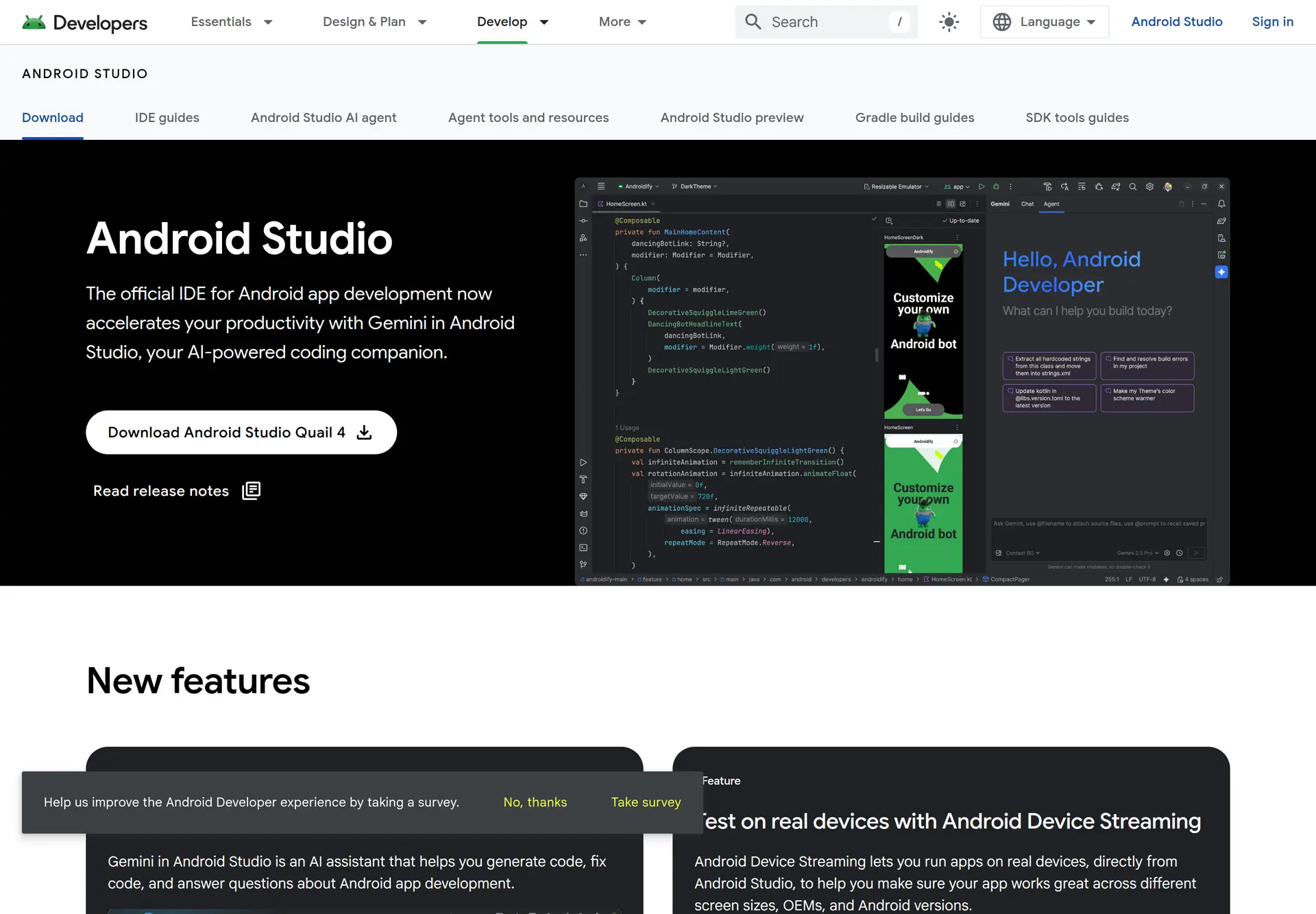 صفحه رسمی دریافت Android Studio