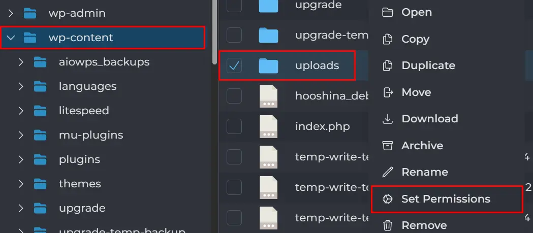 گزینه Set Permissions