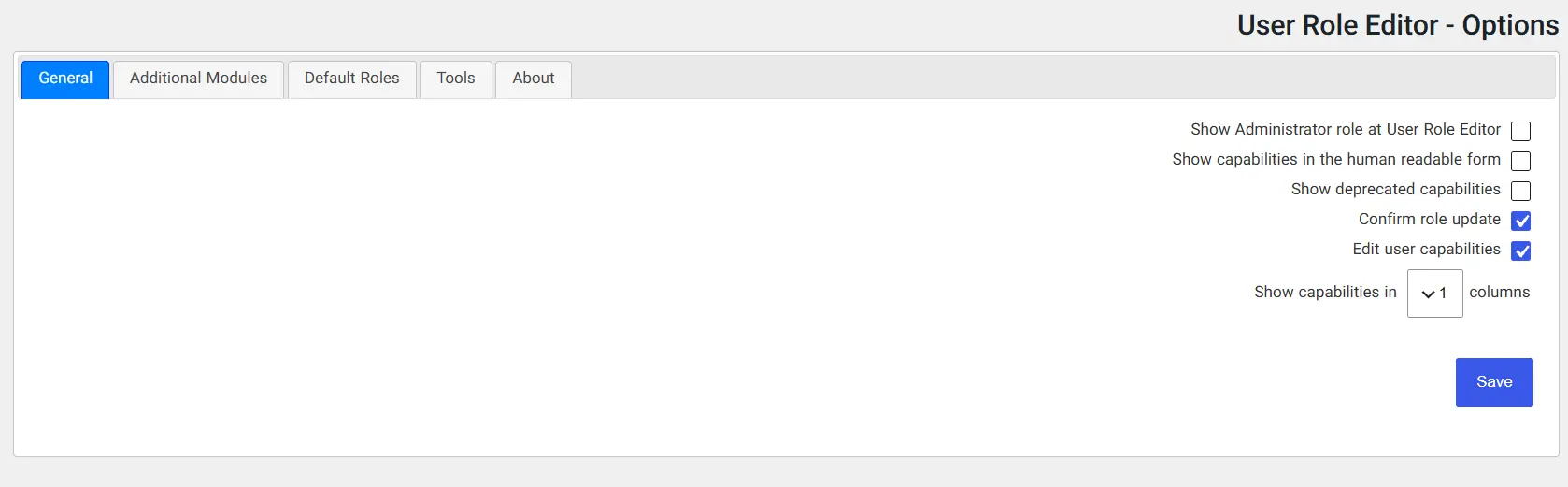 آپشن‌های افزونه User Role Editor