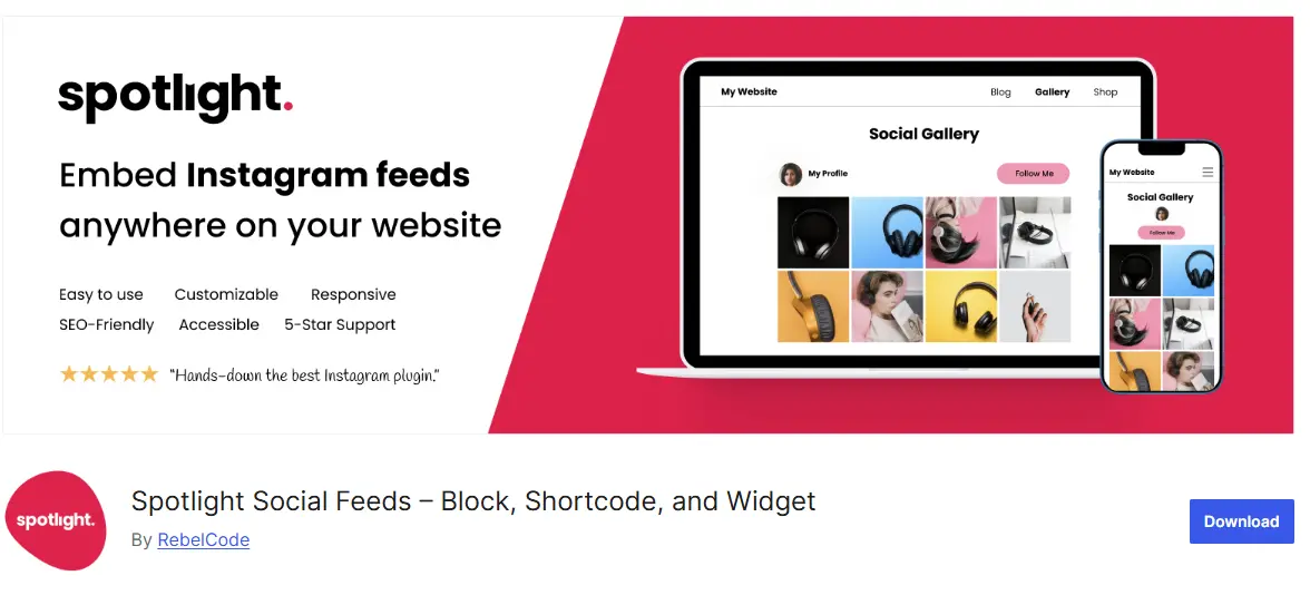 افزونه Spotlight Social Media Feeds
