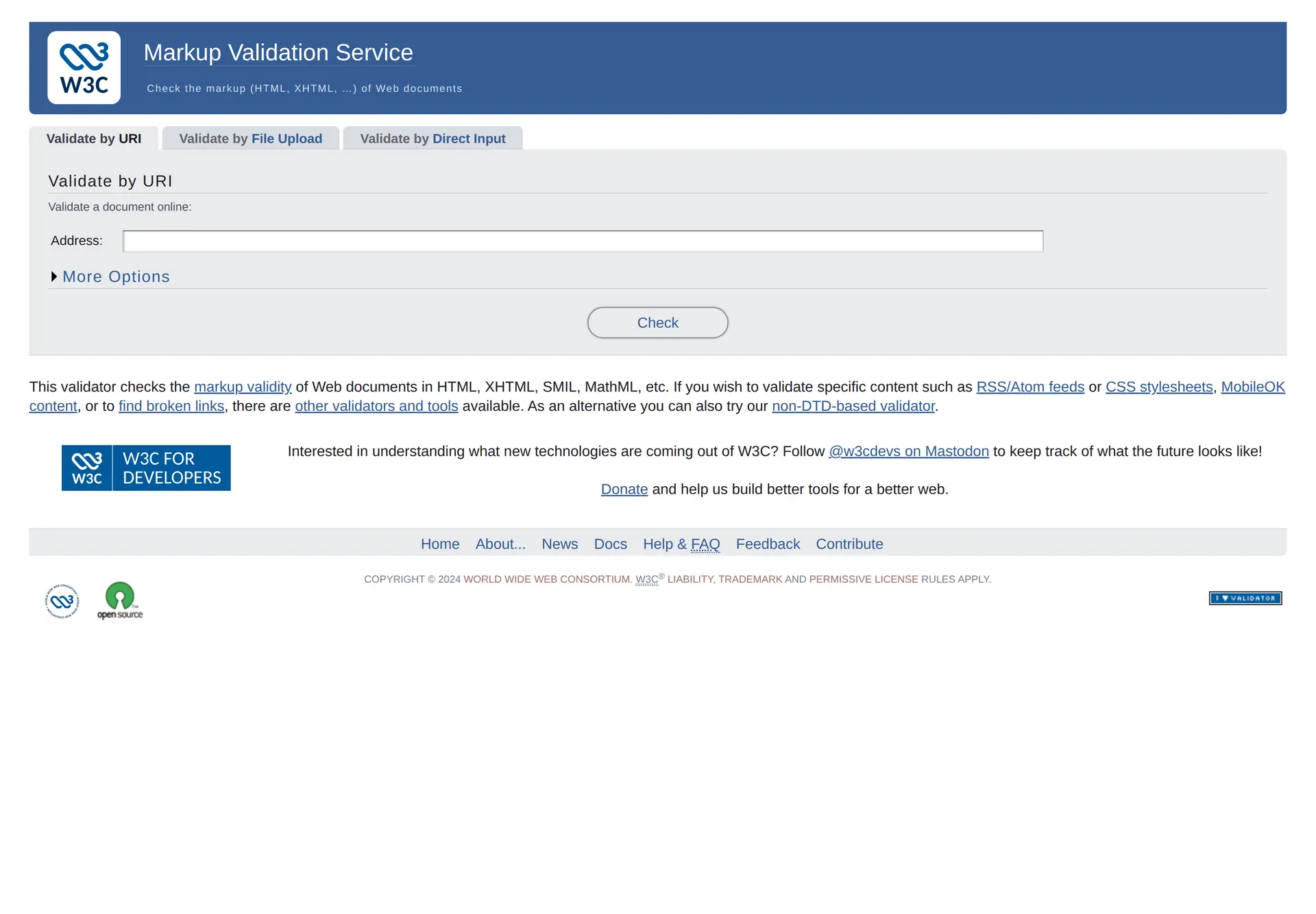 رابط Markup Validator قدیمی W3C برای مقایسه با ابزار بررسی HTML مدرن