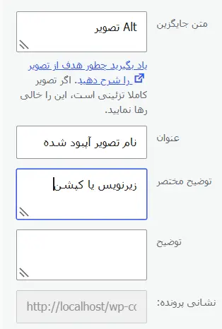 متن جایگزین یا Alt، توضیح مختصر یا توضیح در کتابخانه وردپرس