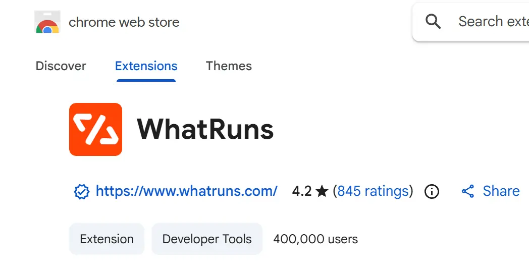نصب افزونه رایگان WhatRuns روی مرورگر